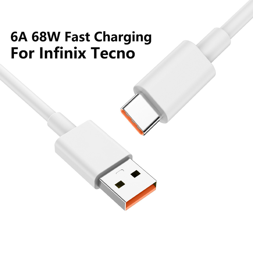 6A 68W Fast สายชาร์จ USB Type C Charger ข้อมูลสายไฟสําหรับ infinix หมายเหตุ 30 Pro Zero 30 Tecno Pov