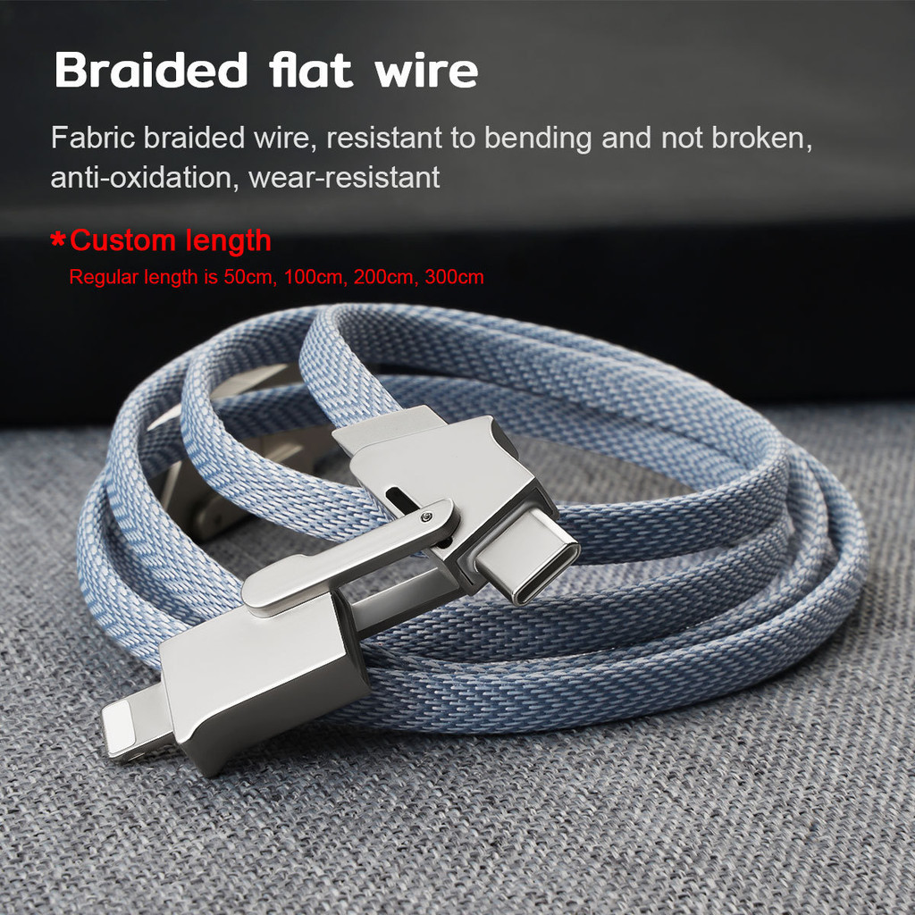 60W 4 in 1 Fast Charger Digital Type C Cable สําหรับชาร์จ Zine-alloy Cable PD ชาร์จ **---