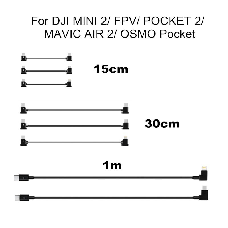 Data Cable for DJI MINI 2/ FPV/ POCKET 2 / POCKET 3/MAVIC AIR 2S/Air 2/ OSMO Pocket 15cm 30cm 1m Fle