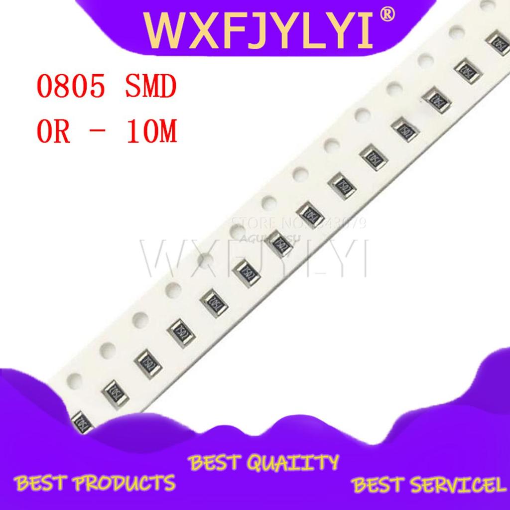 100 ชิ้น 0805 SMD 1/4W ความต้านทานตัวต้านทาน 0R - 10M 1.8R 10R 100R 220R 330R 470R 560R 1K 10K 47K 1