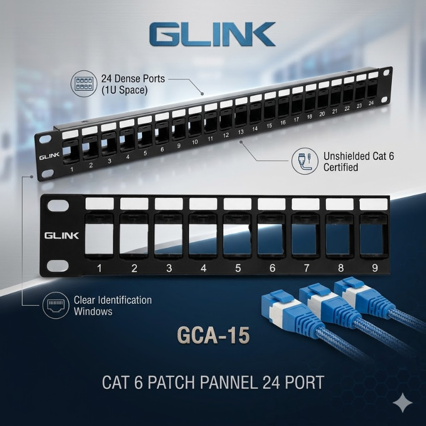 GLINK CAT6 Patch Panel 24 Port รุ่น GCA-15 รองรับ Rack 19"