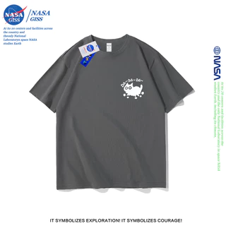 NASA เสื้อยืดชายหญิงแขนสั้น สไตล์ลำลอง summer วิ่งลูกแมว พิมพ์ลาย คอตตอน คอกลม หลวมและระบายอากาศ