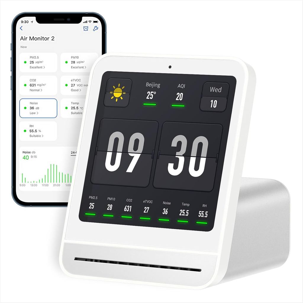 Qingping Air Quality Monitor Gen 2, Air Quality Monitor Indoor Detects PM2.5, CO2, PM10, Noise, อุณห