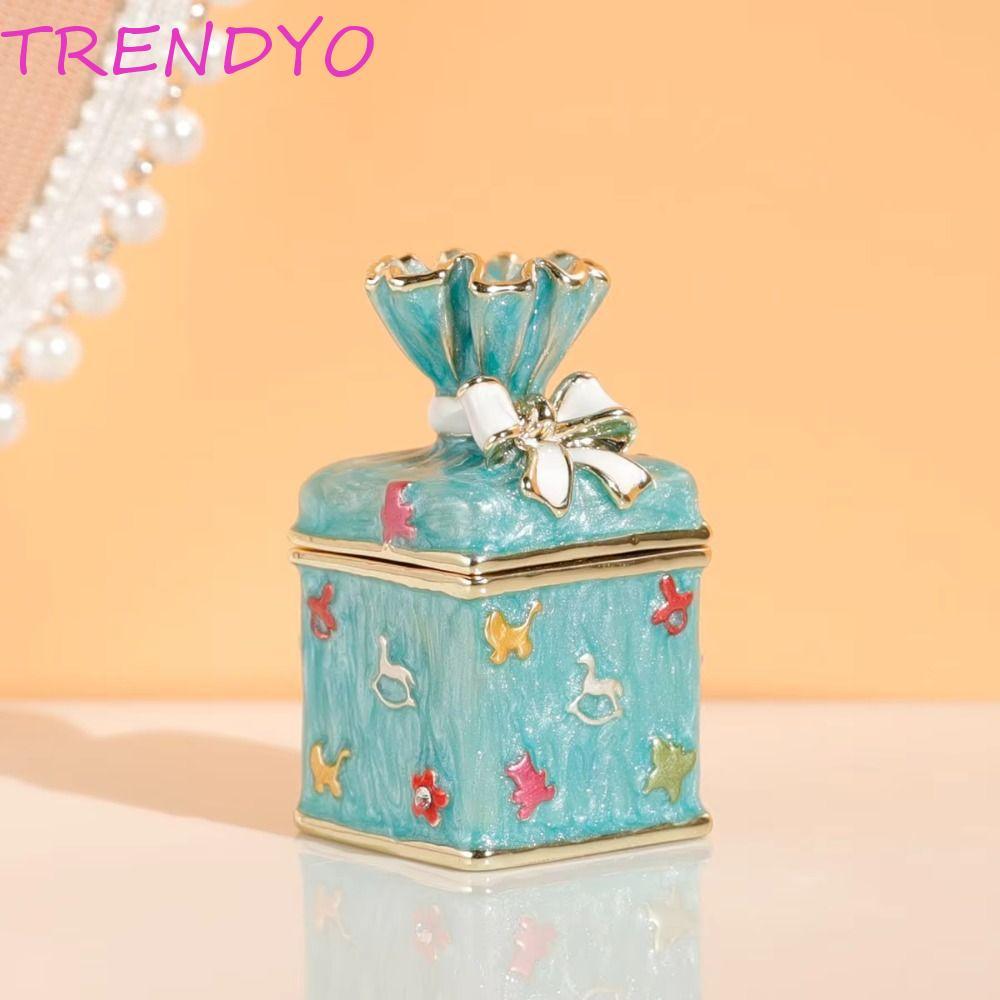 TRENDYO กล่องเครื่องประดับ,ลูกอมสีชมพูสังกะสีอัลลอยด์กล่องเก็บ,ประณีตฝีมือเคลือบสีมินิขนาดแห้งปิดผนึกกระป๋องลูกอมสําหรับแหวน