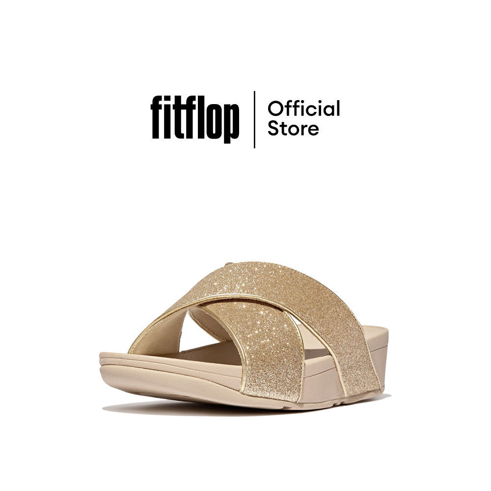 FITFLOP LULU GLITTERDUST CROSS SLIDES รองเท้าแตะผู้หญิง รุ่น IK6-675 สี PLATINO