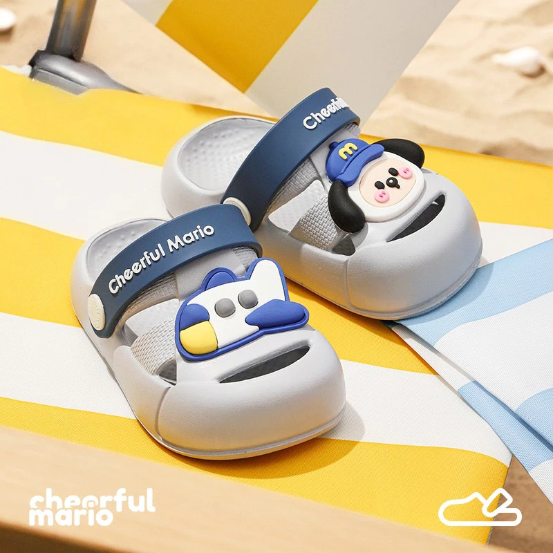 Cheerful Mario 14-19ซม Slipper เด็ก รองเท้ารัดส้นเด็กเล็ก ฤดูร้อน รองเท้าแตะหัดเดิน