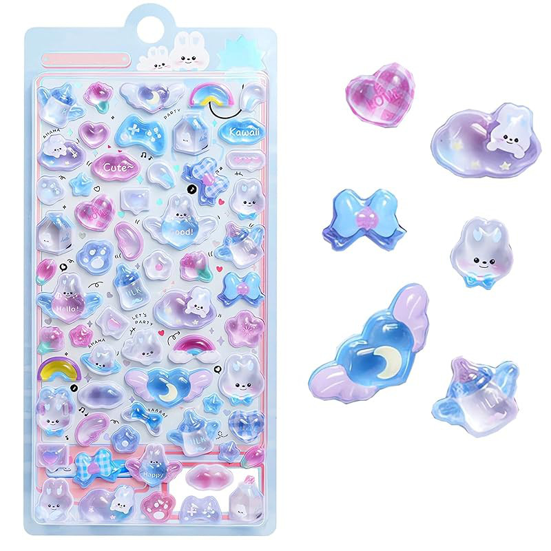 Cute 3D Reward Stickers for Girls - Sparkly Decorative Stickers for Planners, DIY, Bottles, Phones, 
