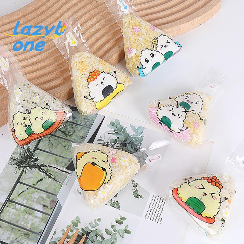 LZ-t] 100 ชิ้นน่ารักการ์ตูนสามเหลี่ยมข้าวบรรจุถุงสาหร่ายทะเล Onigiri ซูชิทําแม่พิมพ์เครื่องมือ Bento อุปกรณ์เสริม [ใหม่]