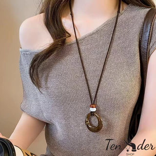 COD-ส่งเร็วจากไทย🎀สร้อยคอ ลวงรอบจี้เรซิ่นย้อนยุคสร้อยคอแฟชั่นยาวเสื้อกันหนาวโซ่สร้อยคอ สำหรับผู้หญิงอุปกรณ์เสื้อผ้า﻿-Ten