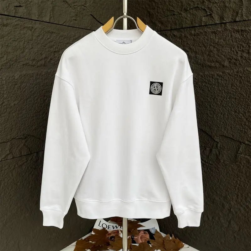 เสื้อเชิ๊ตวอร์ม Stone Island แบบคอกลมแขนยาว ทำจากผ้าฝ้ายแท้ สไตล์ยูนิเซ็กซ์สำหรับทั้งผู้ชายและผู้หญิ