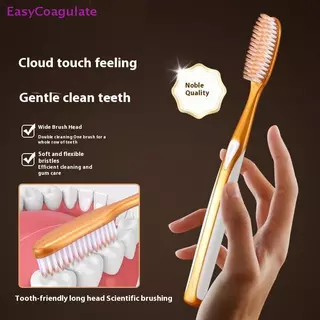 Eas แปรงสีฟันขนนุ่มขนาดใหญ่ 6 ชิ้น, การออกแบบกันลื่นกว้าง, พร้อมแปรงรูปตัว U ขยาย Ate
