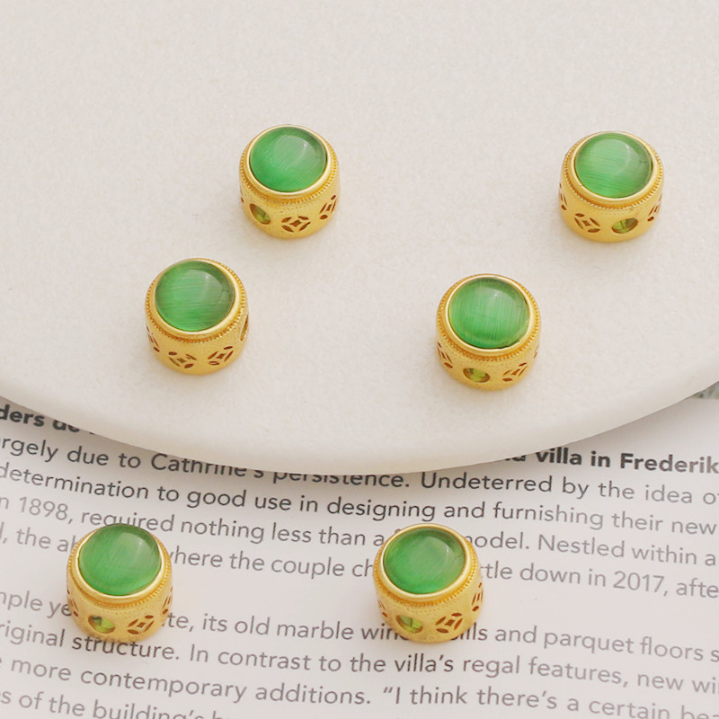 Spacer ลูกปัด 18k Matte Gold Hollow หนารอบ 10mm