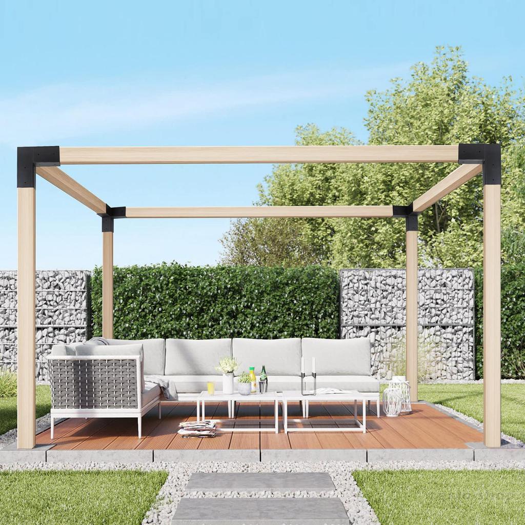 [Lhobby] 4 ชิ้น Pergola Brackets 4x4 Pergola Kit พรีเมี่ยมพร้อมสกรู 3 ทางมุมมุมขวาวงเล็บสําหรับ Gaze