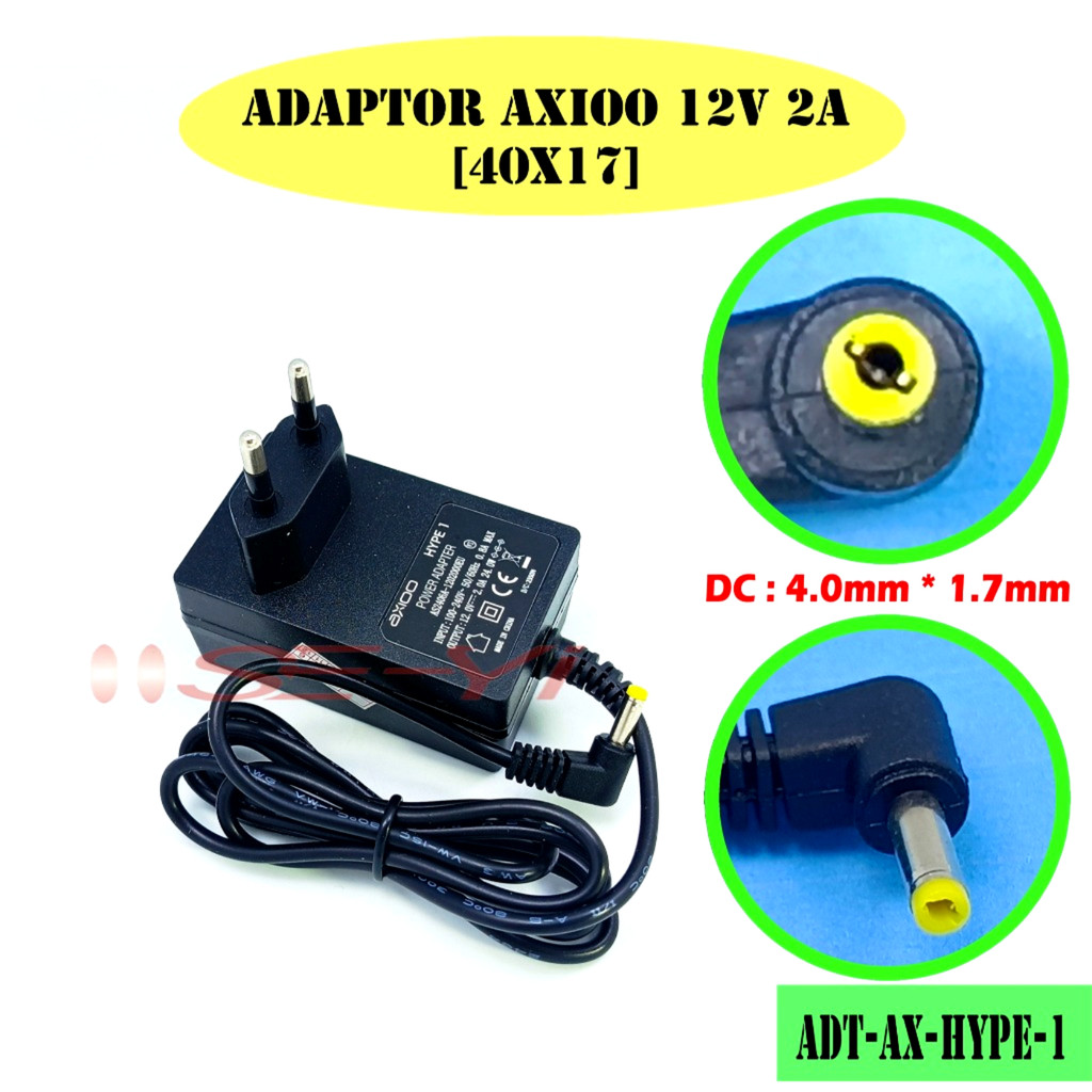 AXIOO SLIMBOOK CHARGER ADAPTER HYPE 1 HYPE 10 SERIES 12.0V 2.0A 24.0W JACK 4.0 x 1.7 CAS AXIO