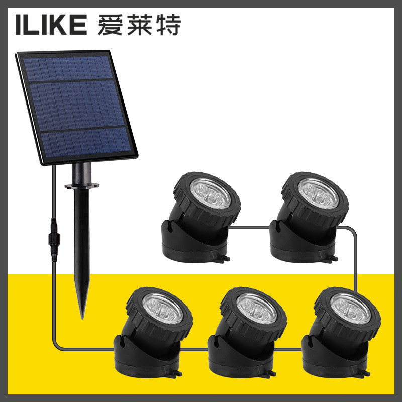 Solar underwater light for outdoor fish pond RGB Colorful Fish Tank Light Fountain Light Spotlight P