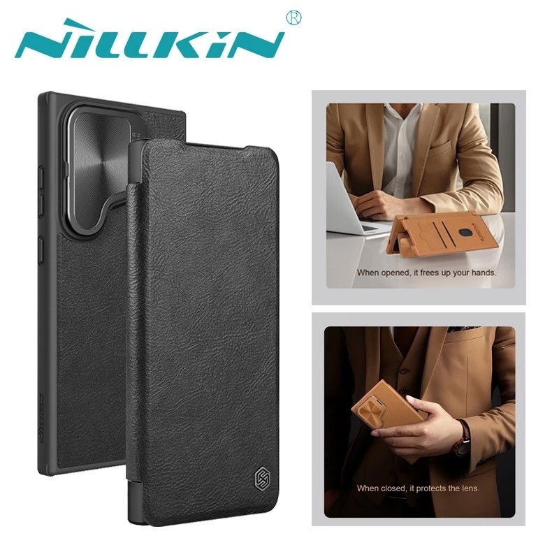 NILLKIN Qin เคสฝาพับ ✨ Samsung S24 Ultra / S24Ultra Leather Case เคสหนัง เคสแบบตั้ง ขาตั้ง