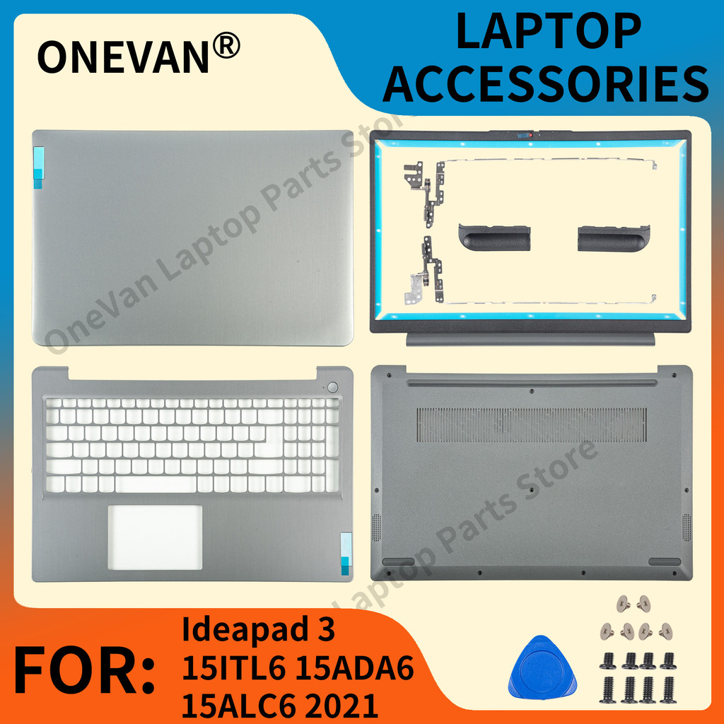 ใหม่สําหรับ Ideapad 3 15ITL6 15ADA6 15ALC6 2021 แล็ปท็อป LCD ด้านหลังฝาปิดด้านหน้า Bezel Palmrest บานพับด้านล่างกรณี 15.6 นิ้ว