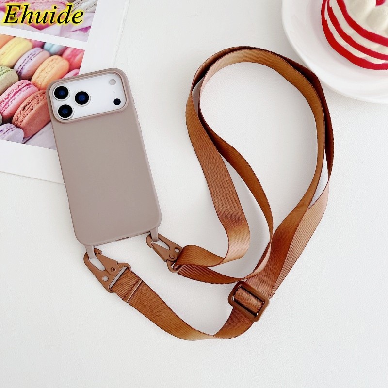 Candy สําหรับ iPhone 17 Pro Max 16 Plus 16E 17 Air Crossbody Lanyard สายไฟเชือกซิลิโคนอ่อนนุ่มกันกระแทก