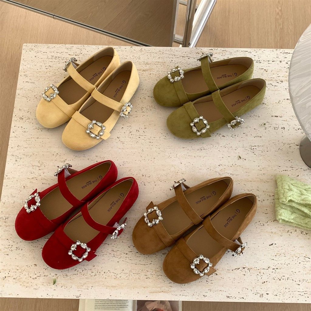 TT Mary Jane Shoes Womens Flat-Soled Flat Strap Shoes All-Match Shoes