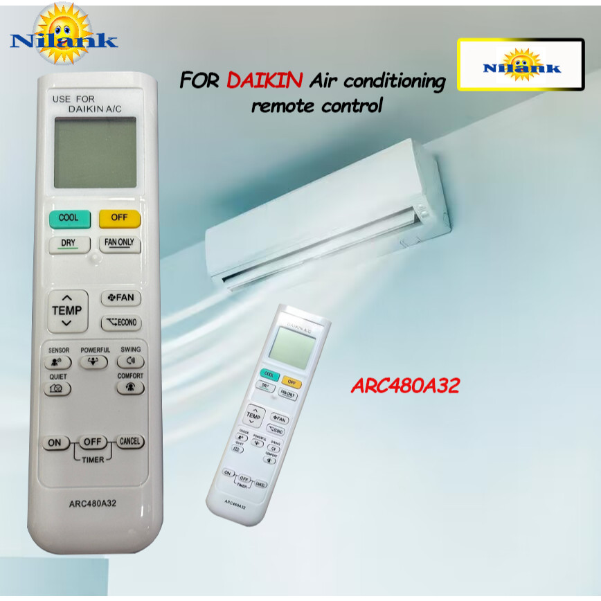 remote รีโมทแอร์ DAIKIN รีโมท ฟังก์ชั่นความร้อนเย็น ARC480A32