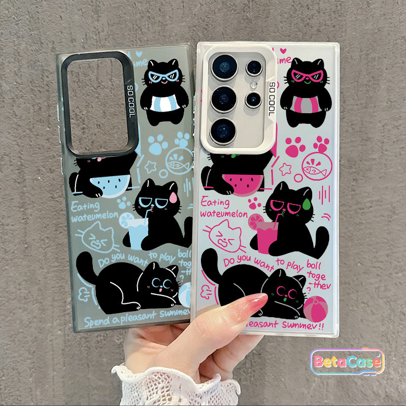 เคสโทรศัพท์ลายแมวดำน่ารักและดูมีชีวิตชีวา Case for Samsung Galaxy S30US25S25US24,S24U,S23,S23U,S22,S22U,S21,S21U,S20FE