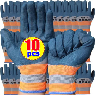 1/3/5 คู่ยางไนลอนถุงมือป้องกันแรงงาน / ถุงมือทํางานกันลื่นทน…