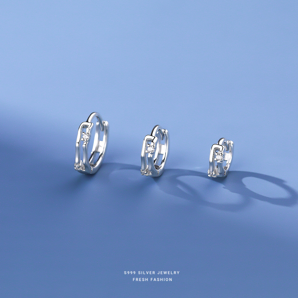 ต่างหูเงินบริสุทธิ์ S999 เงินสเตอร์ลิง เรียบง่ายและเข้าได้กับทุกโอกาส CelesIsle TB1 CT3 MT0 DS10