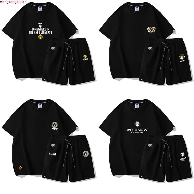 Aape กางเกงลําลอง unisex ผ้าฝ้ายแท้พิมพ์ลายแฟชั่น