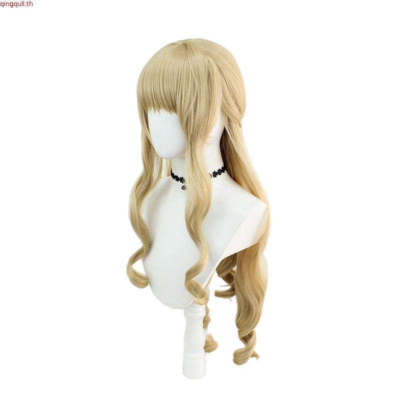【Manmei】Genshin Impact Fontaine Navia Cosplay Wig 95cm Long Curly Linen Gold Hair Anime Cosplay Wig 
