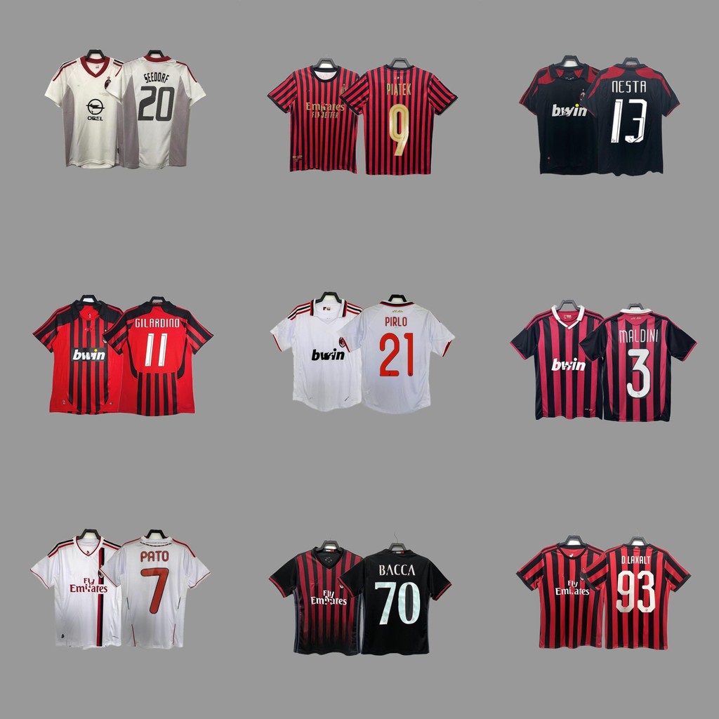 AC Retro Jersey เสื้อฟุตบอล Maldini Partoin Saji Shefu Qin Kogatu Sornesta Jersey
