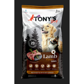 [[ขนาด 8 กิโล]] อาหารสุนัขโต TONY'S Dog ไม่เติมเกลือ โปรตีนสูง 20% สูตรโภชนาการบาลานซ์