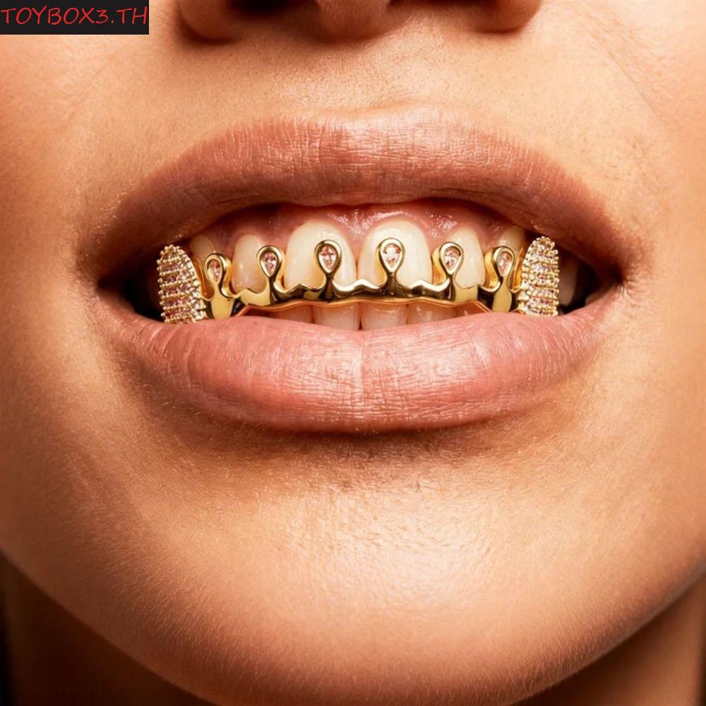 TOYBOX Hiphop ฟัน Grillz, Bling ที่ถอดออกได้ Rhinestone ฟันหมวก,อินเทรนด์ Punk ตลก Charm ฟัน Grillz 