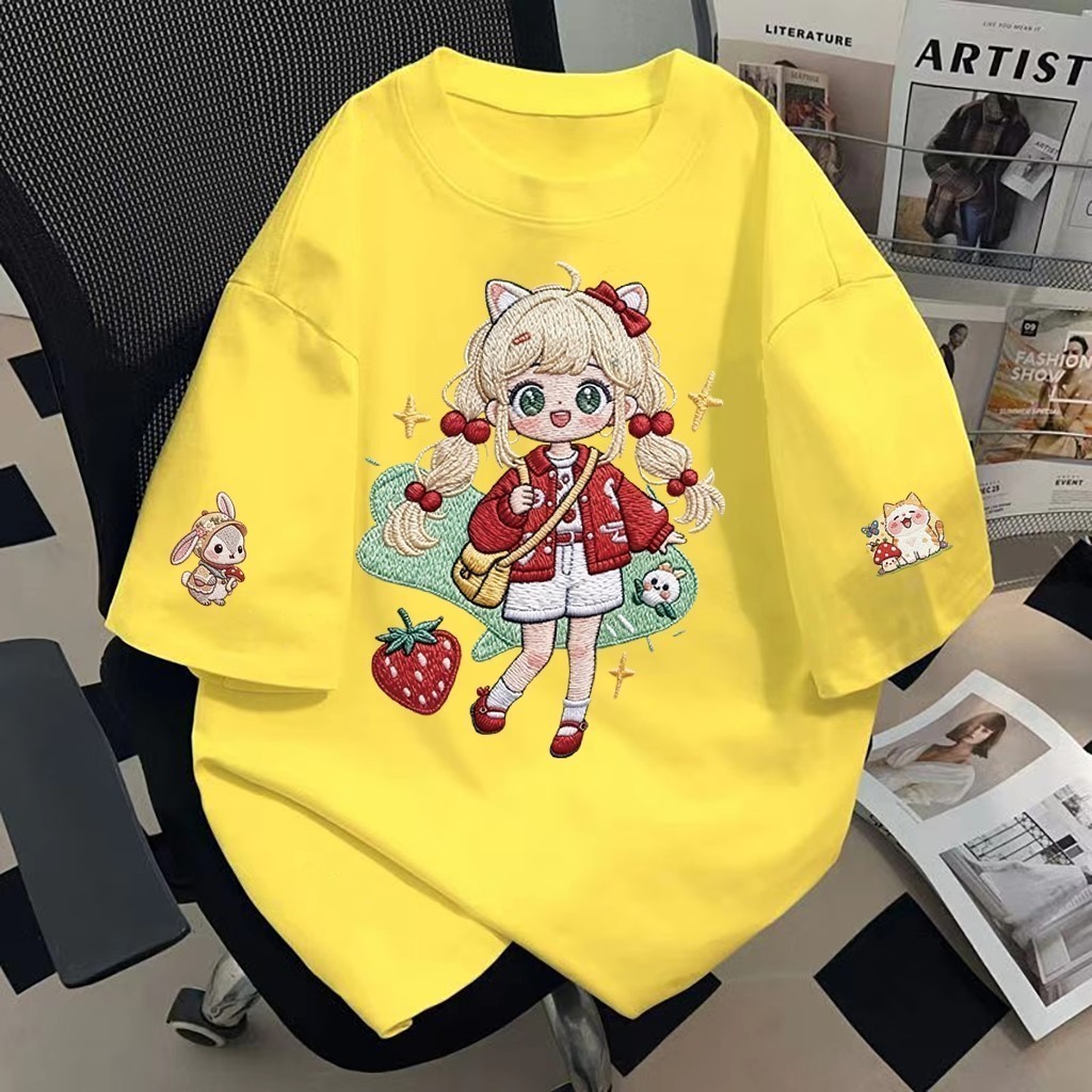 Momotee📦 สื้อยืด oversize เสื้อแฟชั่น เกาหลี โคตรนุ่ม ผ้าคอตตอน ลาย 