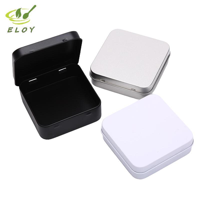 [ELOY] Metal Tins Container Square Haded Flip Storage Tin Box Jewelry Coin Case VN
