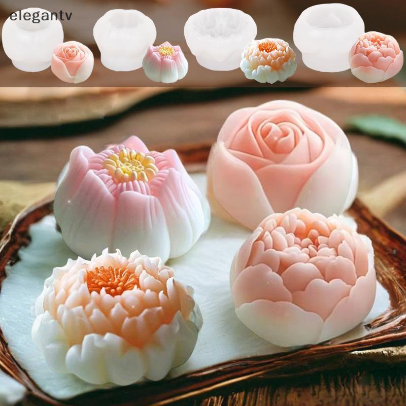 EGN 3D Lotus Rose Hibiscus ดอกไม้แม่พิมพ์ซิลิโคน DIY ดอกไม้เทียนสบู่ยิปซั่มหัตถกรรมเรซิ่นทําแม่พิมพ์ช็อกโกแลตเค้กเบเกอรี่เครื่องมือ N