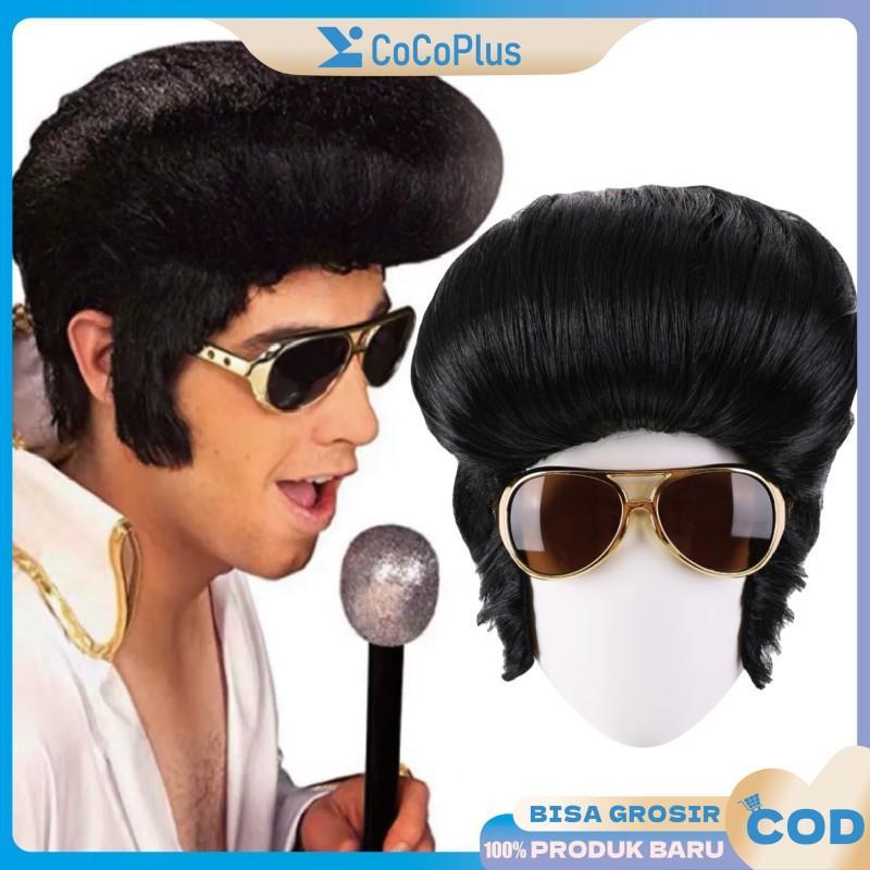 ชุดวิกผมและแว่นตาคอสเพลย์ Elvis Presley สําหรับเครื่องแต่งกายปาร์ตี้ฮาโลวีนและเหตุการณ์ธีม Elvis