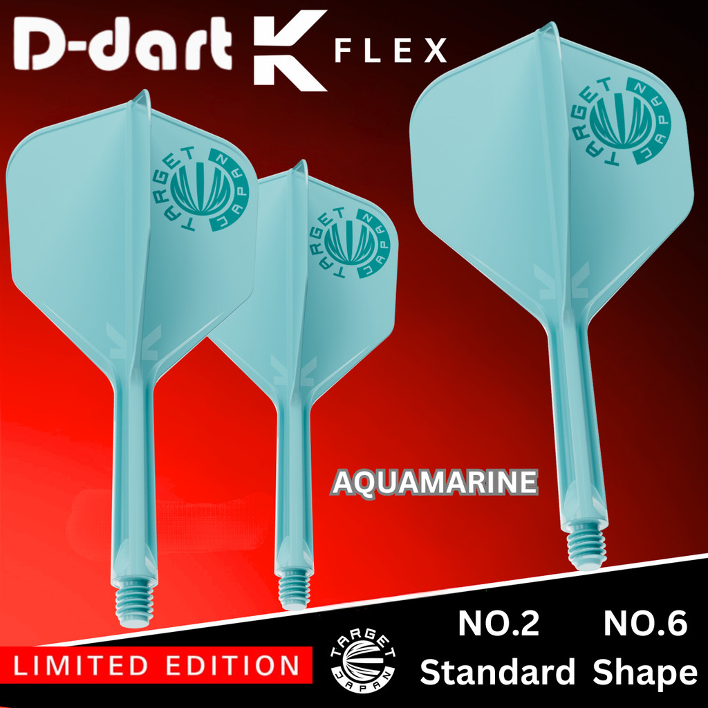 TARGET K FLEX DARTS FLIGHT - No.2/No.6AQUAMARINE Limited Edition K-Flex Integrated Dart Flights Shafts