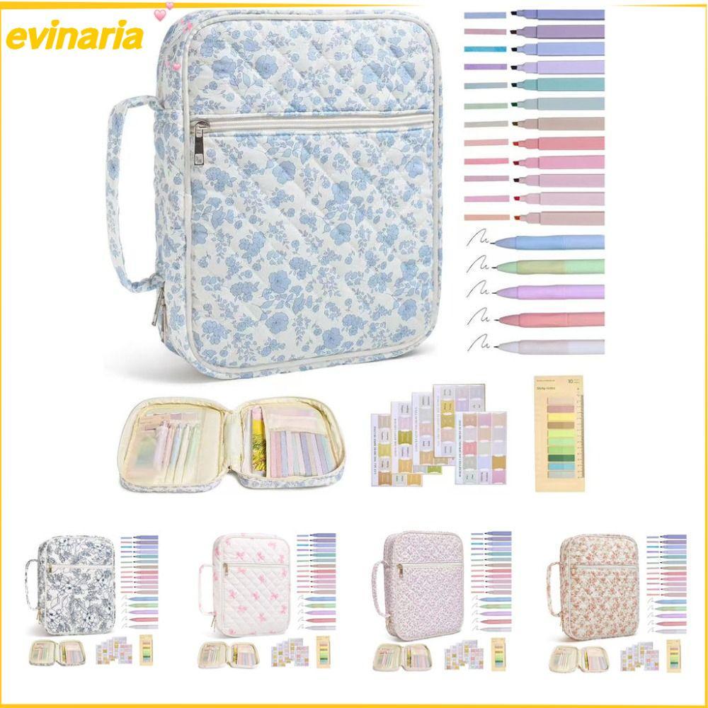 EVINARIA Bible Cover Bag,กระเป๋าซิป Handle Bible Cover , การออกแบบดอกไม้ Bible Journaling Kit Church