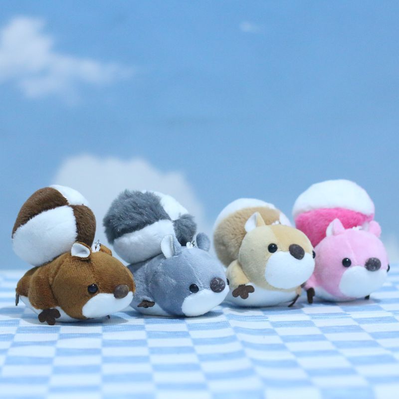 Premium In-Stock#Cute Big Tail Squirrel Plush Toy Cartoon Doll Bag Pendant Keychain Stuffed Doll1DAI