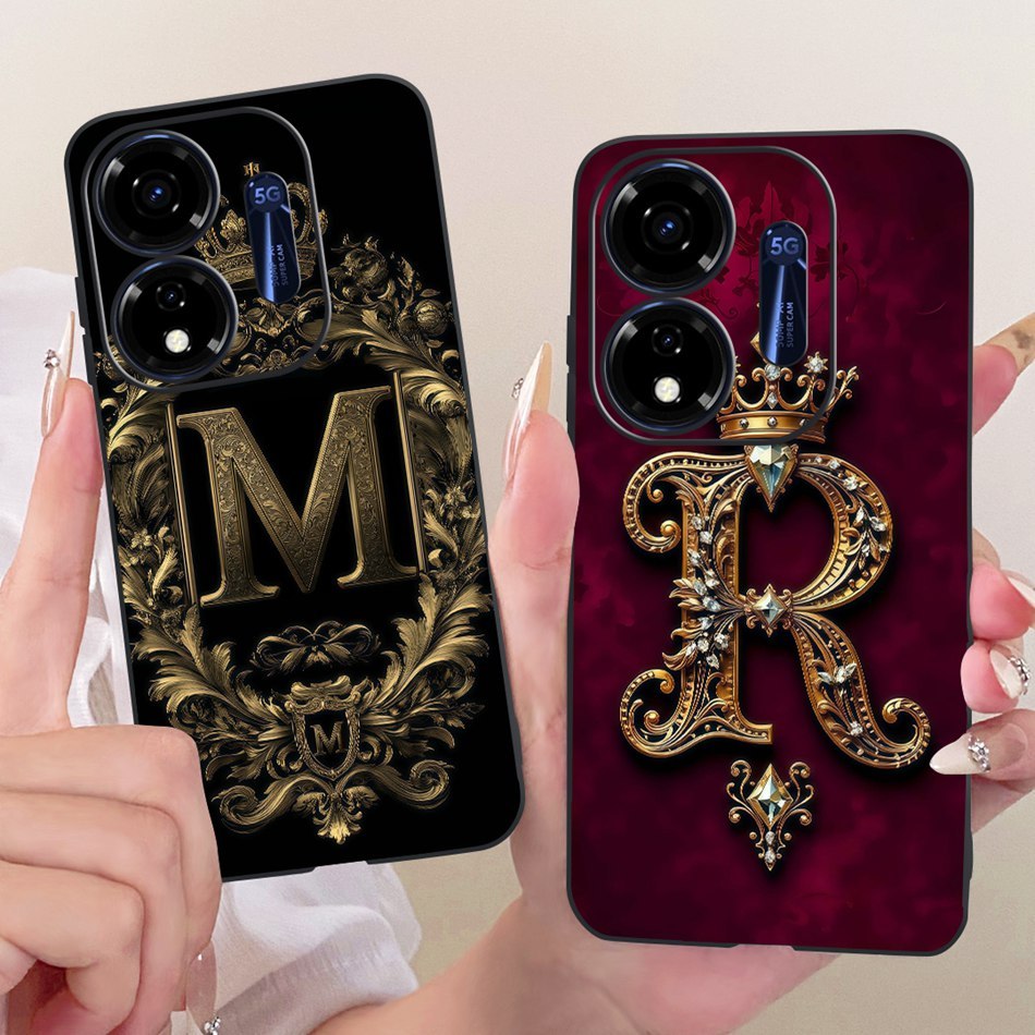 สําหรับ Itel P55 5G P661N P665L A666L A666LN แฟชั่นมงกุฎเริ่มต้นคู่เคสโทรศัพท์ ItelP55 P 55 4G สีดํา