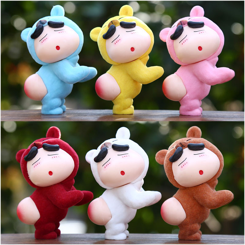 6 ชิ้น 10 ซม.อะนิเมะ Crayon Shin-chan รุ่น Q kawaii รถตกแต่งเครื่องประดับ Action Figure PVC ของเล่นตุ๊กตาตกแต่งโต๊ะของขวัญสะสม