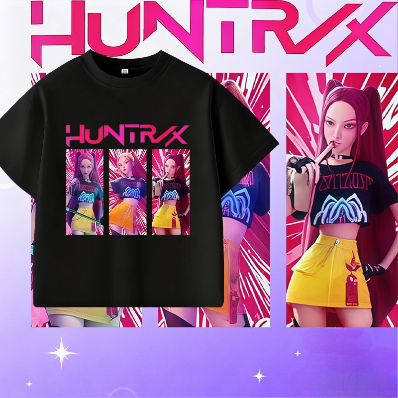 (จัดส่งตลอด 24 ชั่วโมง) Kpop Demon Hunters เสื้อยืดแขนสั้นสำหรับเด็กสบายและนุ่ม เสื้อยืดพิมพ์ลาย – โปรปัง
