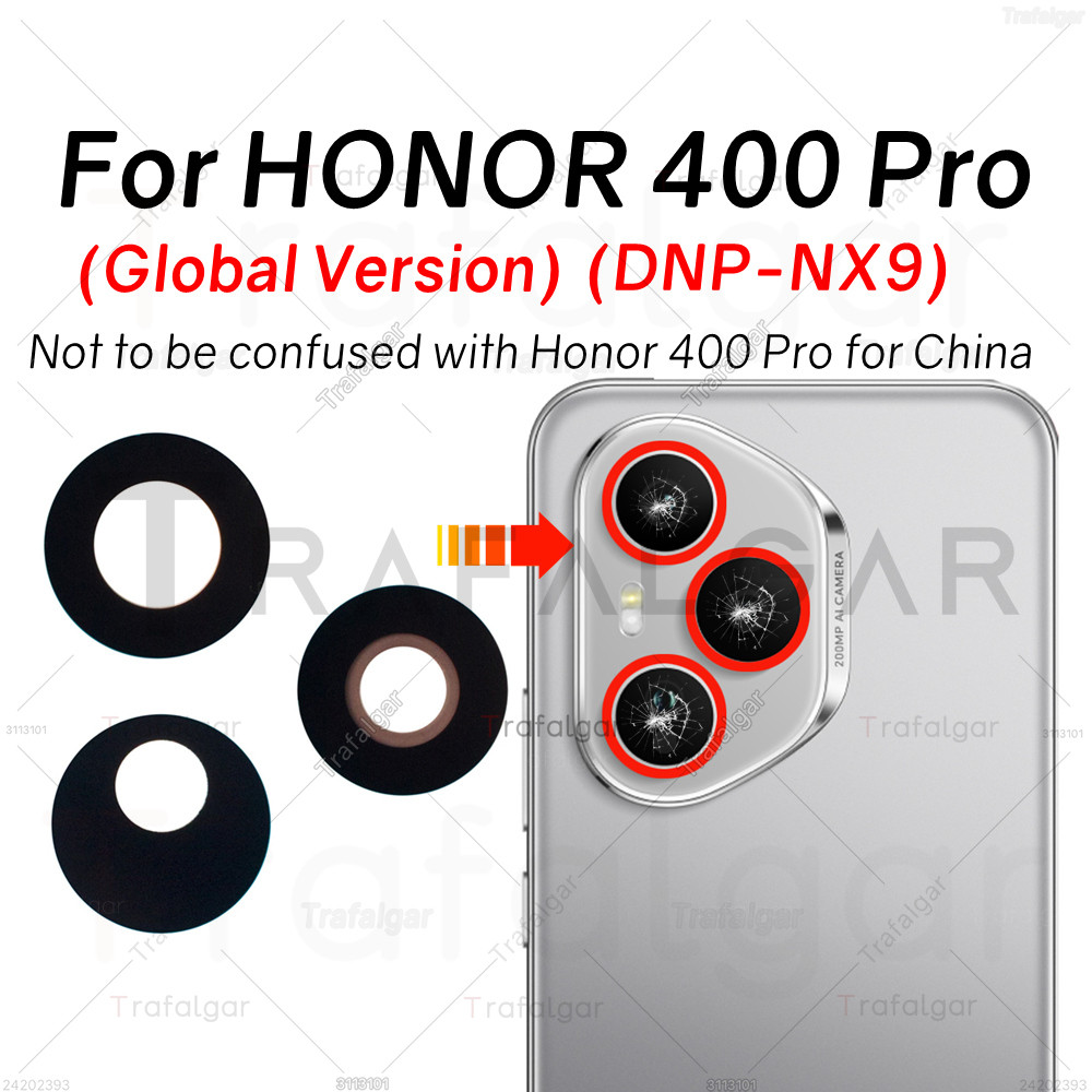 เลนส์กล้องด้านหลังสําหรับ HONOR 400 Pro 5G Global DNP-NX9 เปลี่ยนฝาครอบกล้องด้านหลังพร้อมสติกเกอร์กาว