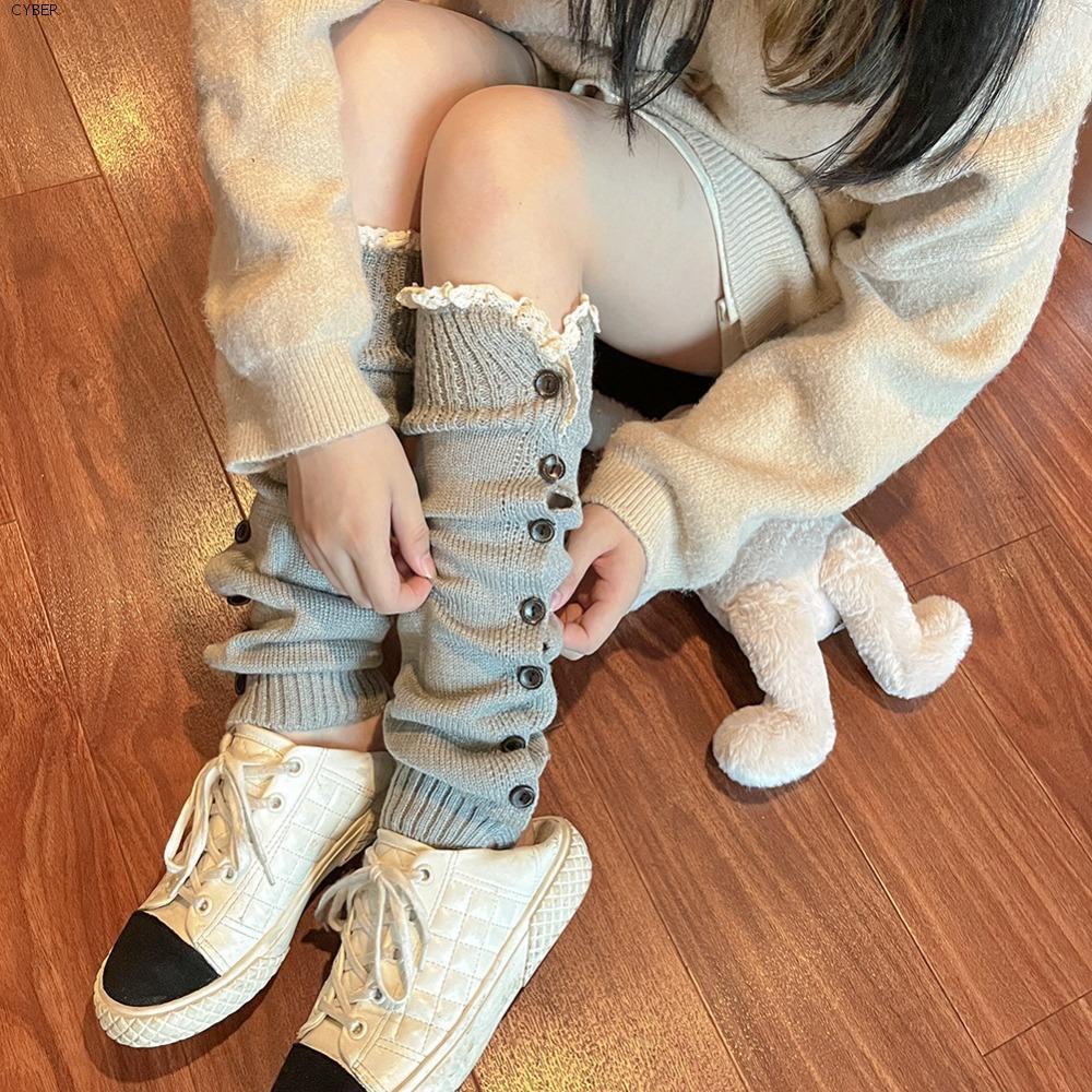 CYBER Y2K ขาอุ่น Harajuku Lolita JK Style สำหรับผู้หญิง