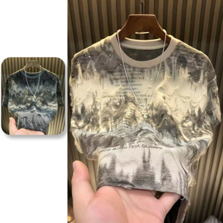 PannoFluxus เสื้อยืดผู้ชาย สไตล์อเมริกัน แขนสั้น คุณภาพเยี่ย…