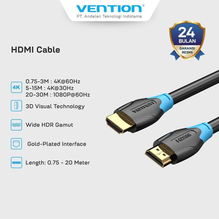 Vention สาย HDMI AAC 3D UHD 4K 60Hz 30Hz 1080P วัสดุ PVC 0.75M 1M 1.5M 2M 3M 5M 10M เมตร
