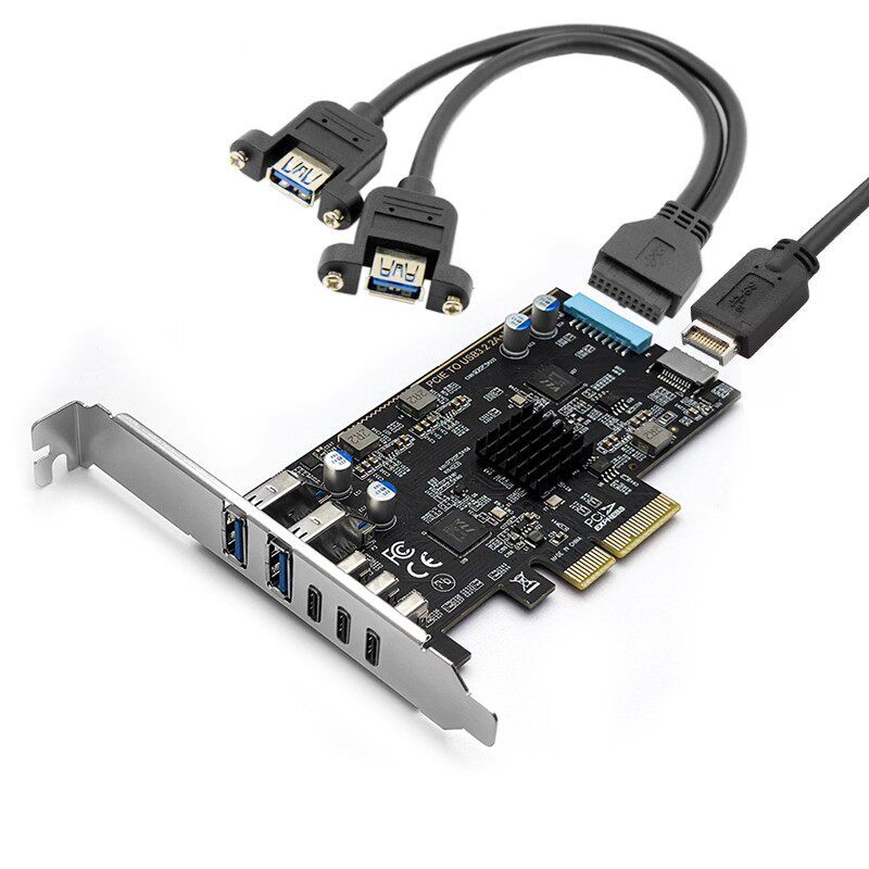 PCIe to Type-C การ์ดขยาย USB3.0 ชิป ASM3142 ความเร็วสูง 10Gbps การ์ดอะแดปเตอร์เดสก์ท็อป NEC