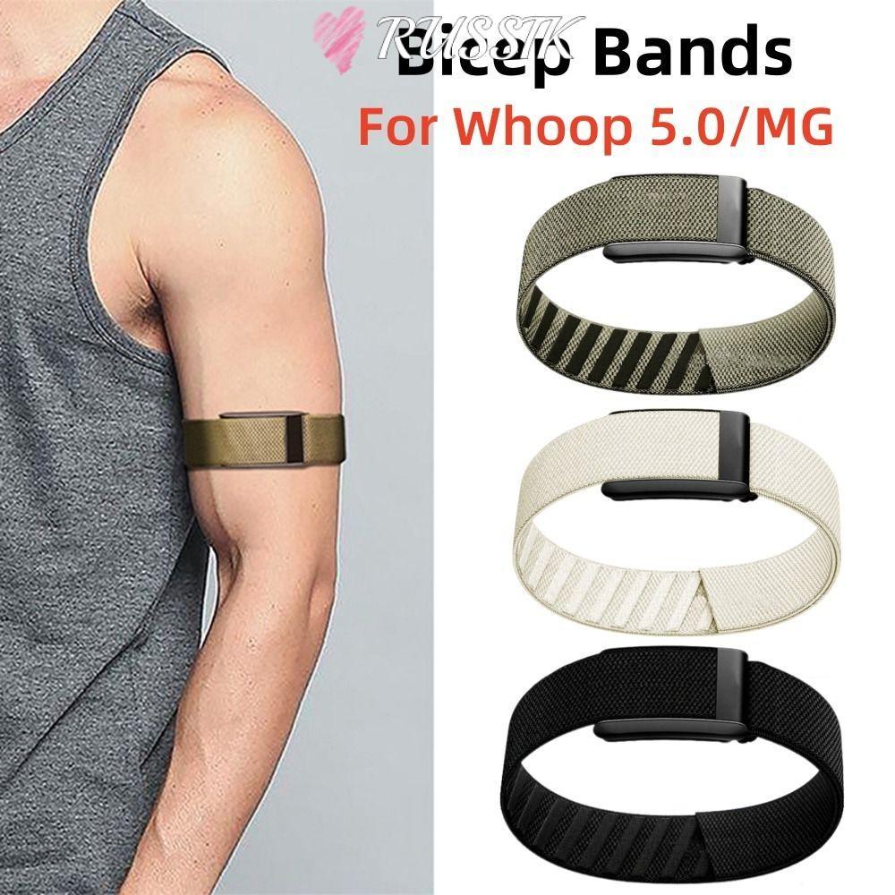 RUZSIK ยืดหยุ่น Bicep Band,ปรับเปลี่ยนไนลอนกีฬา,พรีเมี่ยมCozy Breathable Sweatproofสายรัดกีฬาสําหรับ Whoop 5.0 One/Peak/Life(MG) การออกกําลังกาย