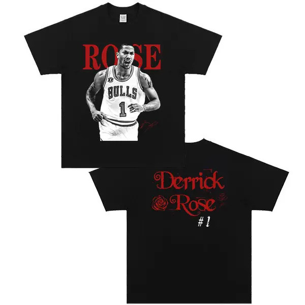 เสื้อยืดแขนสั้นพิมพ์ลาย Derrick Rose Wind City Rose Rose Portrait American Star ปี 2026