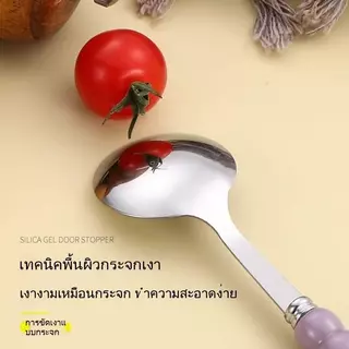【แพ็ค 5 ชิ้น】ช้อนส้อมสแตนเลสสีมุก ด้ามเซรามิก กันลื่น